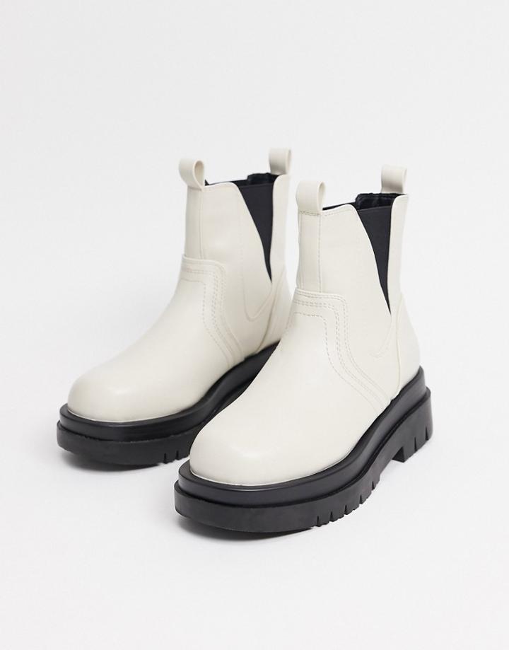 Raid Brazen Chunky Biker Boots In Bone-neutral