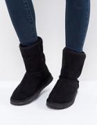 Truffle Collection Faux Fur Boot Slipper - Black