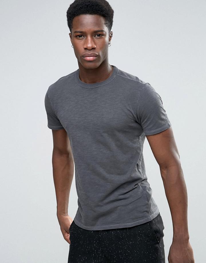 Selected Homme T-shirt With Overdye Wash - Black