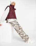 Weekday Cut Recycled Polyester Crop Padded Vest In Burgundy-red