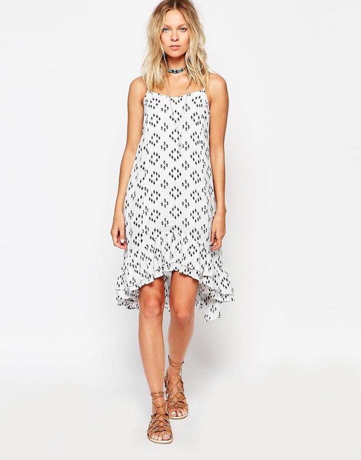 Diya Dip Hem Ikat Dress - White