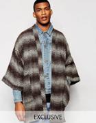 Reclaimed Vintage Textured Kimono - Brown