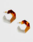Asos Design Hoop Earrings In Split Gray And Tortoiseshell Resin Design - Multi