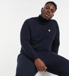 Le Breve Plus High Funnel Neck Sweatshirt Mix And Match In Navy