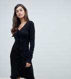 Y.a.s Tall Talotta Ruffle Front Dress - Black