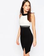 Vesper Julietta Pencil Dress With Contrast Top - Cream