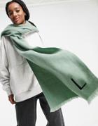 Asos Design Recycled Blend Personalized Scarf With L Initial In Sage-green