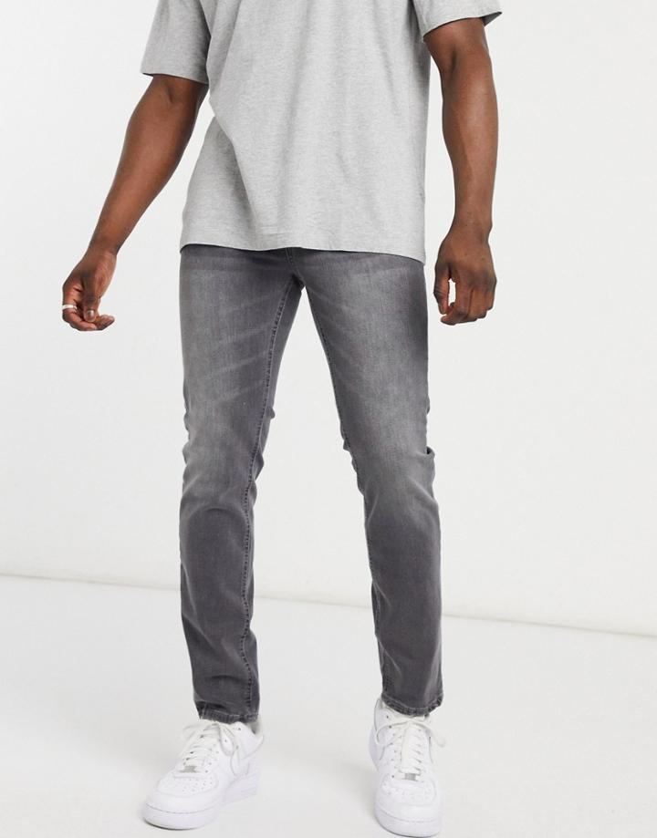 New Look Slim Jeans In Washed Gray-grey