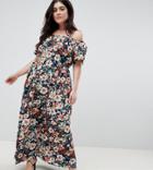 Lovedrobe Printed Bardot Maxi Dress - Multi
