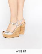 Asos Twirl Wide Fit Wedges - Silver