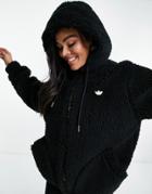 Adidas Originals Sherpa Jacket In Black With Gold Logo