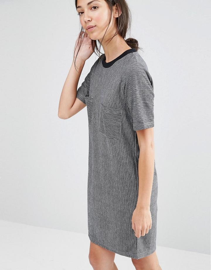 Vila Striped Tunic Dress With Pockets - Blue