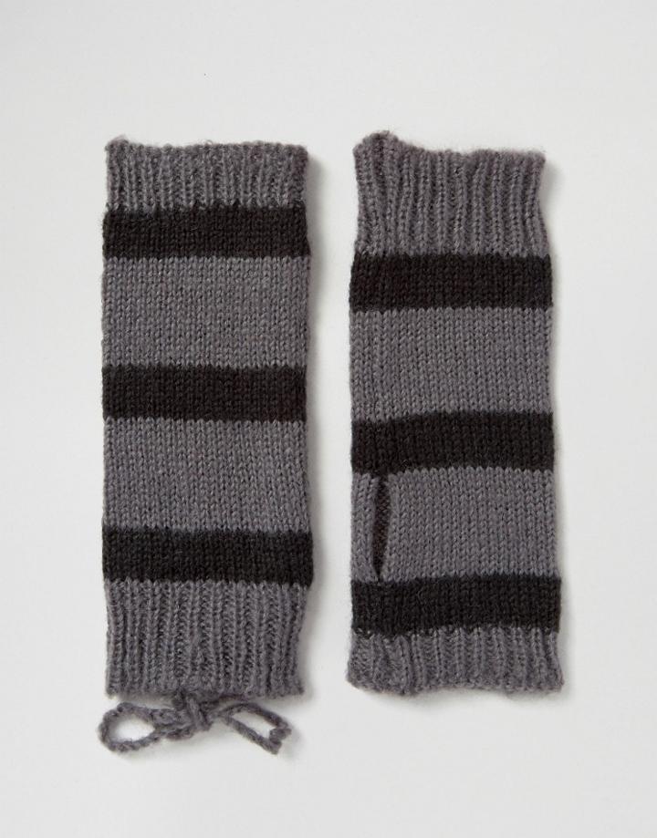 Hat Attack Stripe Fingerless Glove - Gray