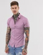 Asos Design Skinny Fit Shirt In Pink - Pink