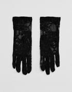 Leg Avenue Stretch Lace Wrist Length Gloves - Black