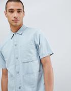 Nudie Jeans Co Svante Denim Short Sleeve Worker Shirt - Blue