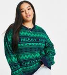 Asos Design Curve Foundation Christmas Sweater In Fairisle Pattern In Navy
