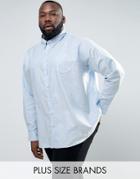 Jacamo Plus Oxford Shirt With Long Sleeves In Light Blue - Blue