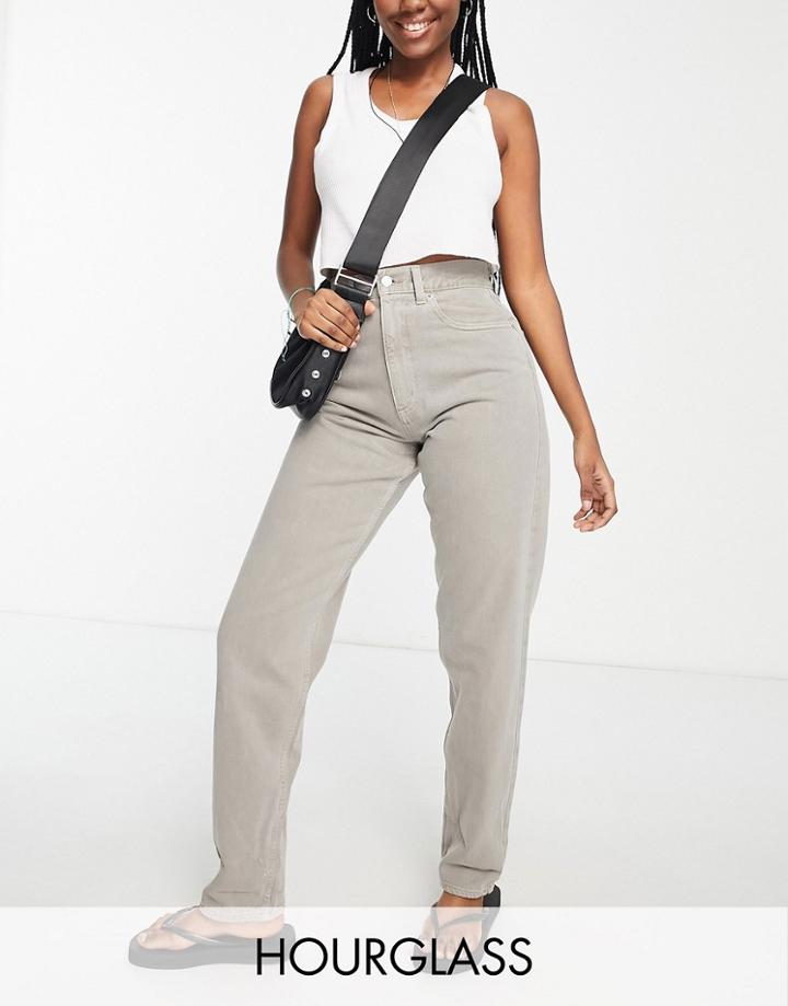 Asos Design Hourglass High Rise Slouchy Mom Jeans In Natural Mushroom Dye-brown