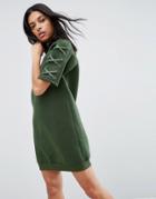 Story Of Lola Neoprene Dress With Lace Up Sleeve - Green