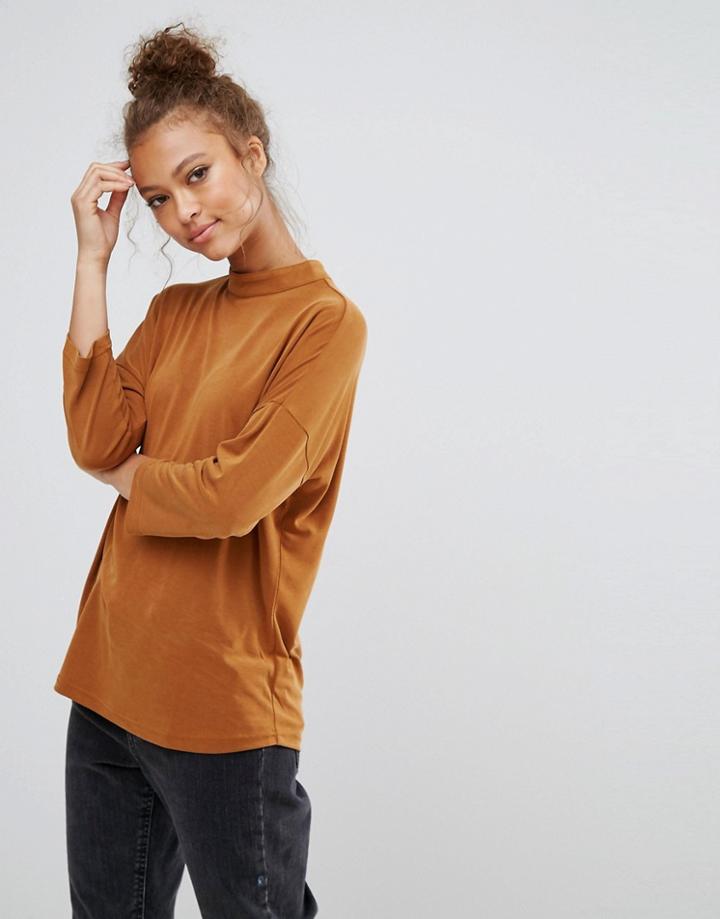 B.young High Neck Dropped Sleeve Top - Gray