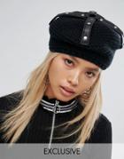 Shikumi Black Studded Knitted Beret - Black