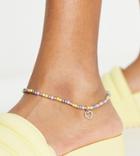 Asos Design Curve Anklet In Pearl And Charm Design-multi