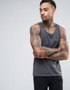 Asos Muscle Tank In Charcoal Marl - Gray