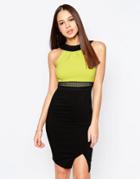 Vesper Julietta Pencil Dress With Contrast Top - Green
