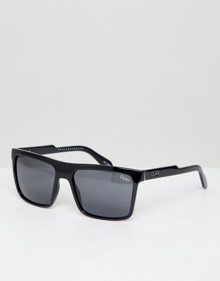 Quay Australia Let It Run Square Sunglasses In Black - Black