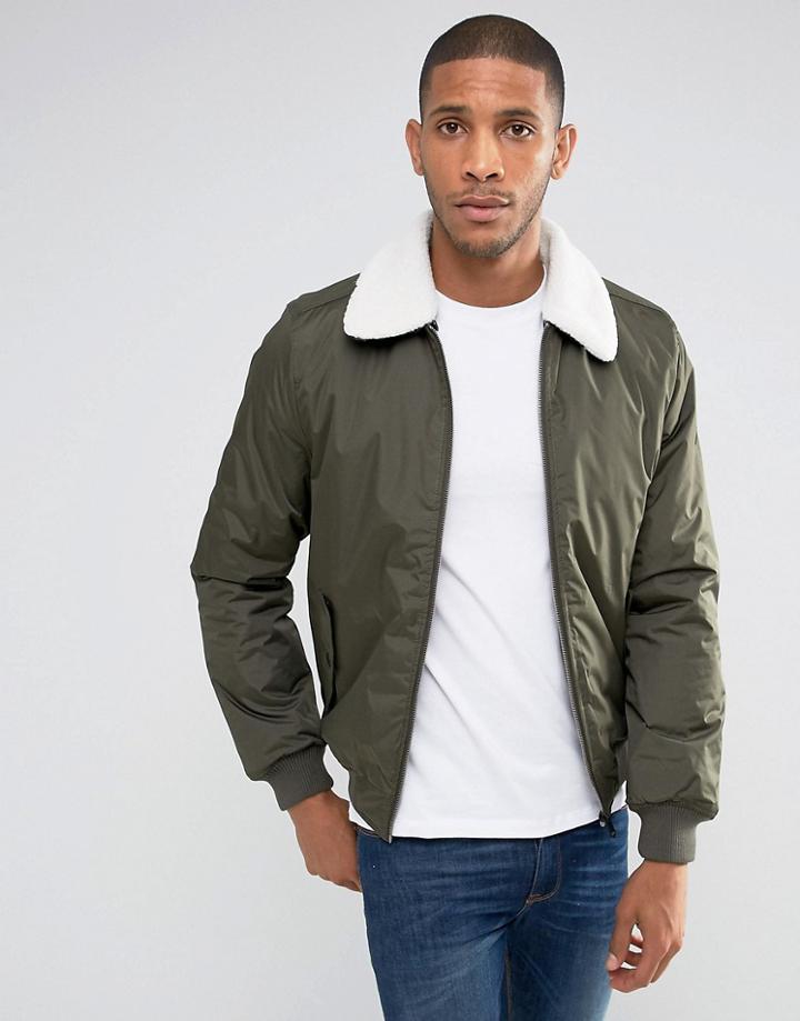 Threadbare Fleece Collar Jacket - Green