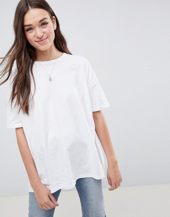 Asos Design Super Oversized T-shirt With Drop Shoulder In White - White