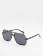Spitfire Cut Thirty Three Women's Oversized Aviator Sunglasses In Marble Gray