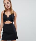 Asos Design Exclusive Petite Cutout Strappy Mini Dress - Black