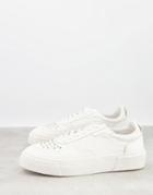 Asos Design Snake Print Sneakers In White With Studs