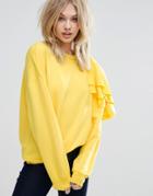 Mango Frill Detail Sweatshirt - Yellow