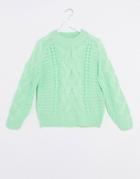 Pieces Jyla Cable Knit Sweater In Green