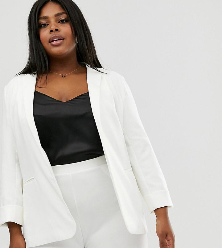 Outrageous Fortune Plus Tailored Blazer In White - White