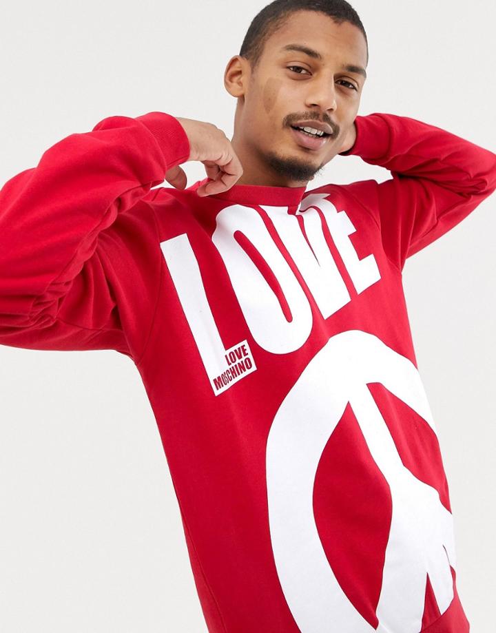 Love Moschino Peace Print Sweater - Red
