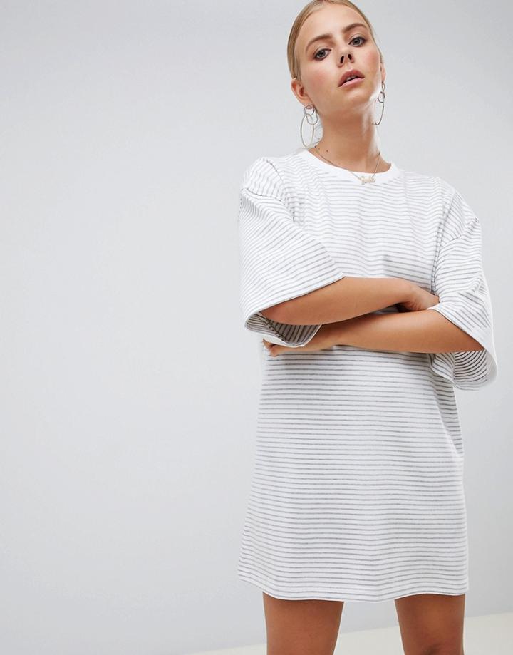 Missguided Stripe T-shirt Dress - Gray
