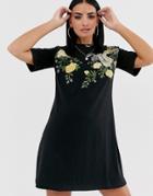 Asos Design Embroidered Dragon T-shirt Dress