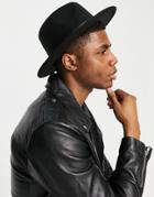 Bolongaro Trevor Felt Fedora Hat With Leather Trim In Black
