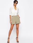 Asos Tailored Short With Gathered Waist - Sage