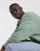 Asos Design Oversized Fisherman Rib Sweater In Light Green