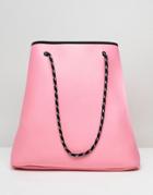 Asos Design Reversible Scuba Shopper With Removable Pouch - Pink