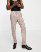 Devils Advocate Suit Pants In Brown Check