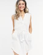 Figleaves Siciliy Sleeveless Beach Shirt Dress In White