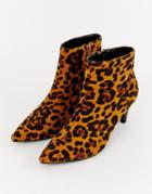 Lost Ink Jolie Leopard Print Kitten Heel Boots - Multi