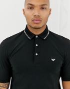 Emporio Armani Slim Fit Tipped Logo Polo In Black - Black