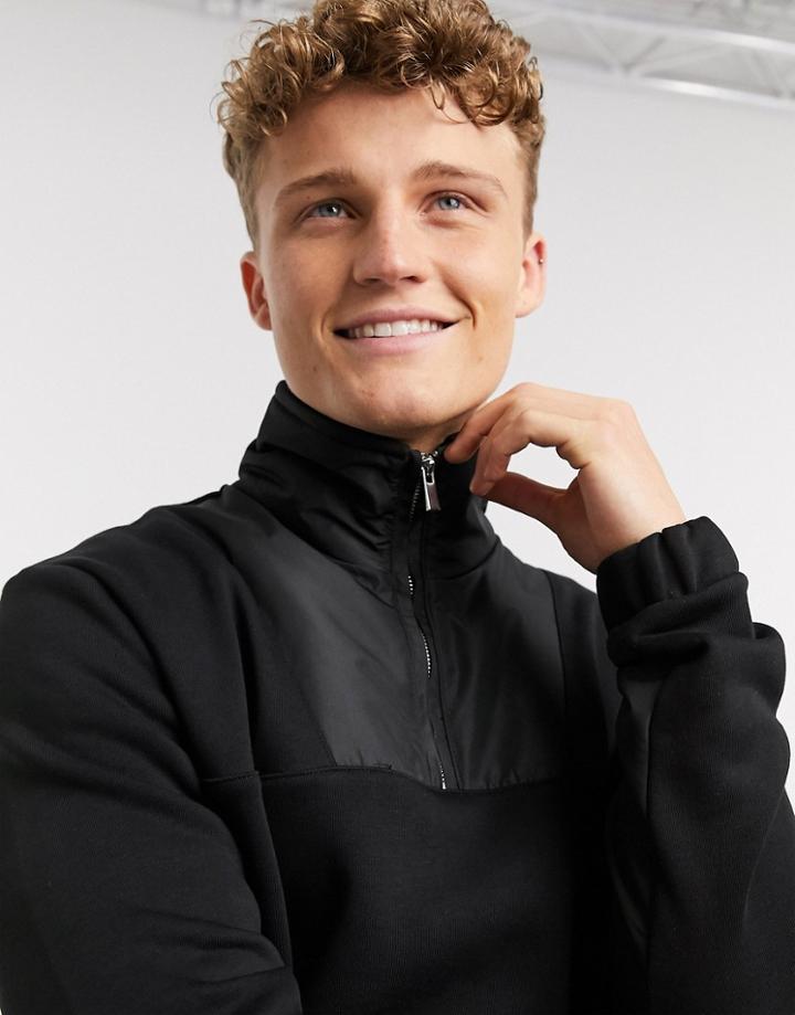 River Island Mcmlx Funnel Neck Slim Fit Sweatshirt In Black